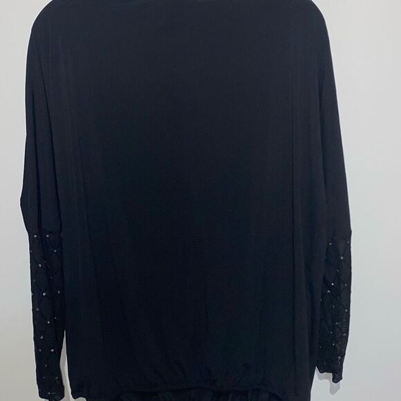 Adrienne Vittadini Women's Black Embellished Long Sleeve Blouse Size XL - Picture 5 of 8